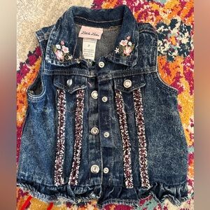 Little Lass Kids Blue Denim Vest- 2T